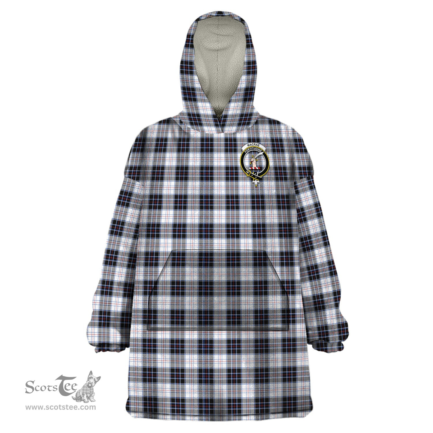 Scottish MacRae Dress Modern Clan Family Crest Tartan Snuggie Hoodie Plaid Wearable Blanket Hoodie