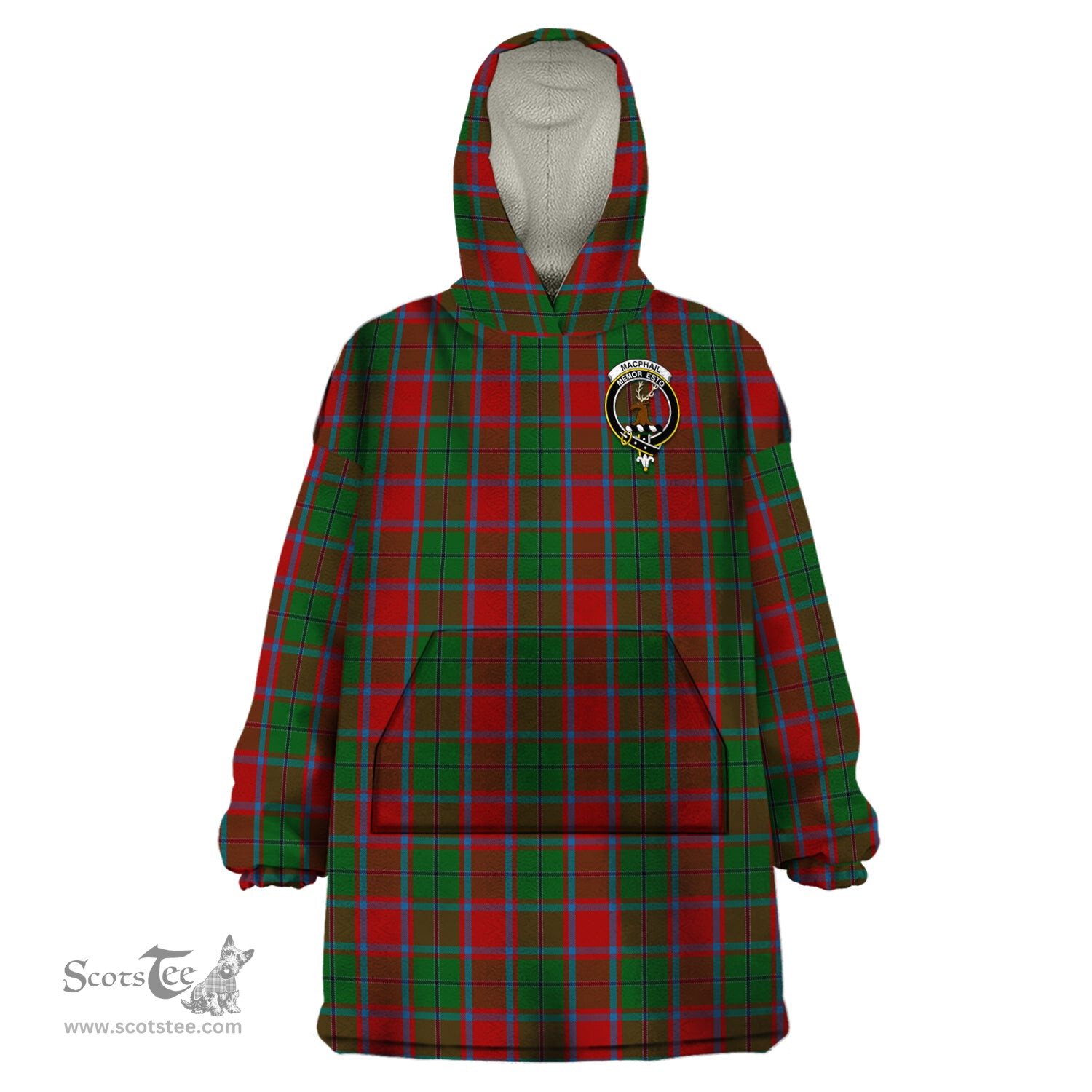 Scottish MacPhail Blue Bands Clan Family Crest Tartan Snuggie Hoodie Plaid Wearable Blanket Hoodie