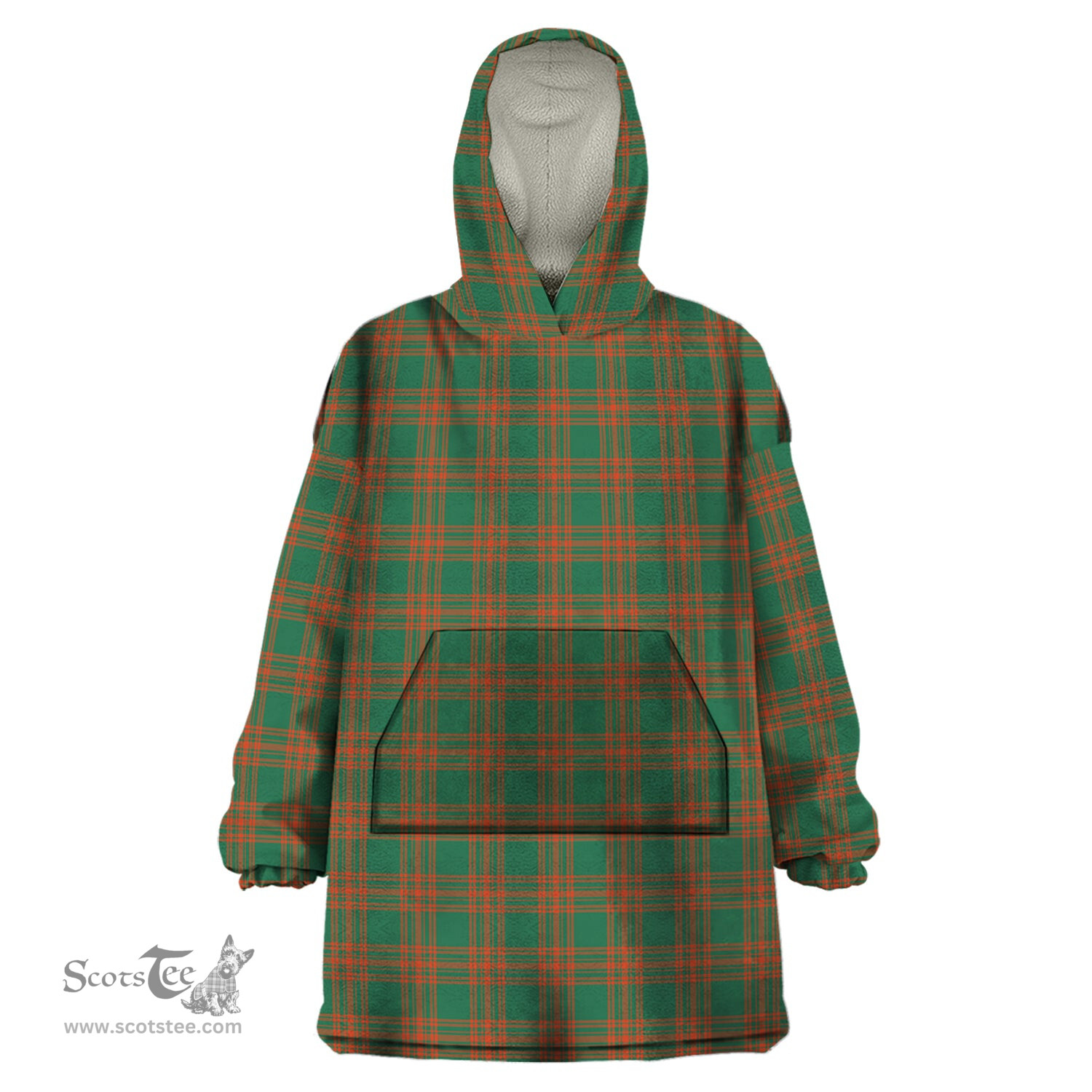 Scottish Menzies Green Ancient Clan Tartan Snuggie Hoodie Plaid Wearable Blanket Hoodie