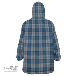 Scottish Menzies Dress Blue and White Clan Family Crest Tartan Snuggie Hoodie Plaid Wearable Blanket Hoodie