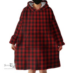 Scottish MacLeod Black and Red Clan Tartan Snuggie Hoodie Plaid Wearable Blanket Hoodie