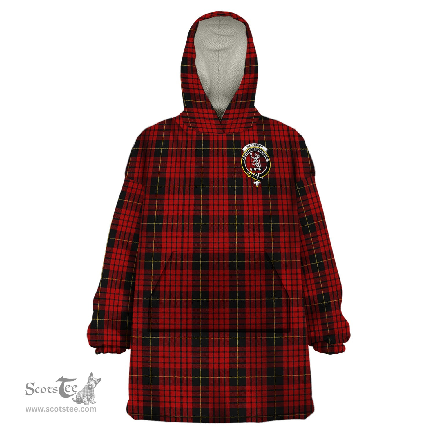 Scottish MacQueen Clan Family Crest Tartan Snuggie Hoodie Plaid Wearable Blanket Hoodie