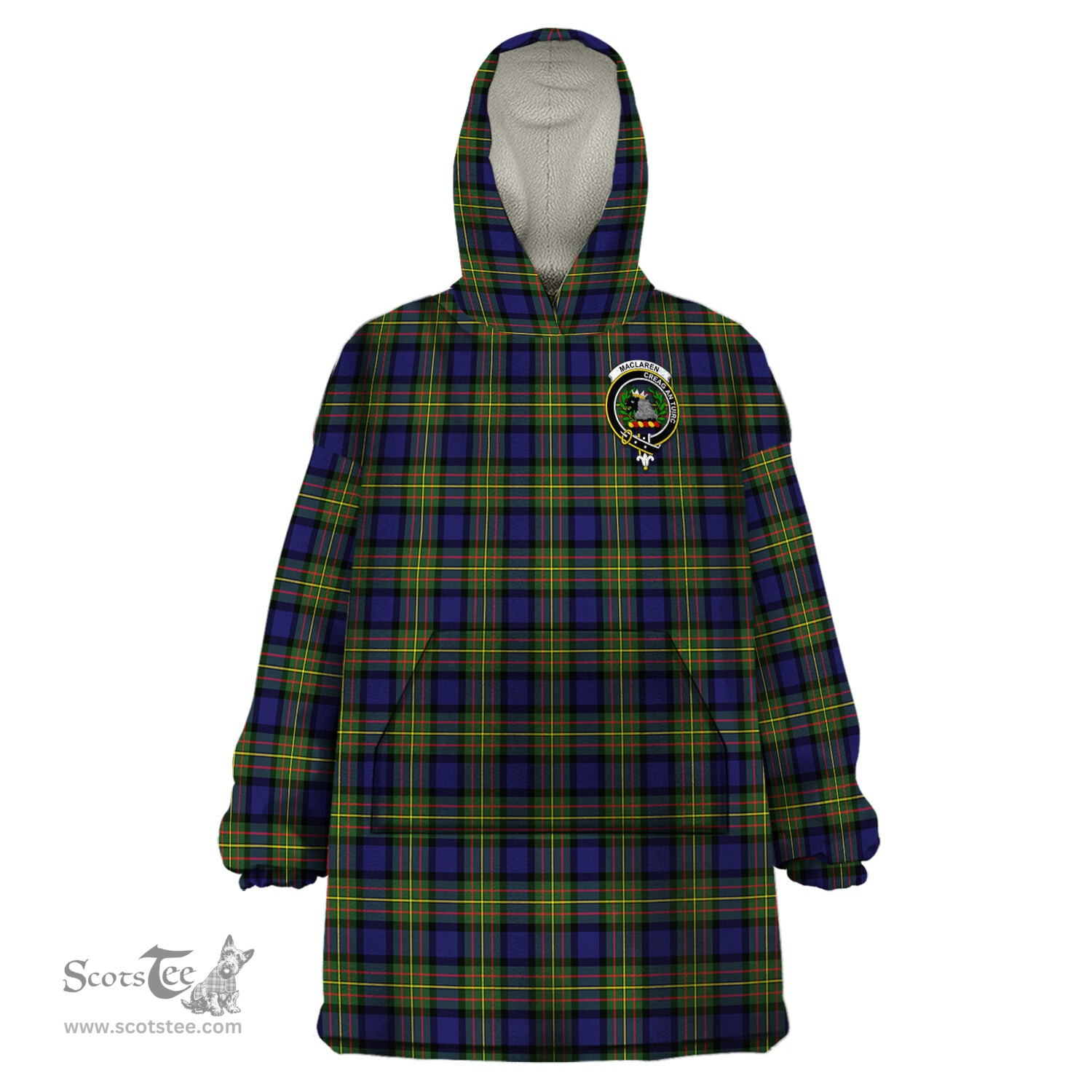 Scottish MacLaren Modern Clan Family Crest Tartan Snuggie Hoodie Plaid Wearable Blanket Hoodie