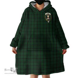 Scottish Menzies Green Clan Family Crest Tartan Snuggie Hoodie Plaid Wearable Blanket Hoodie