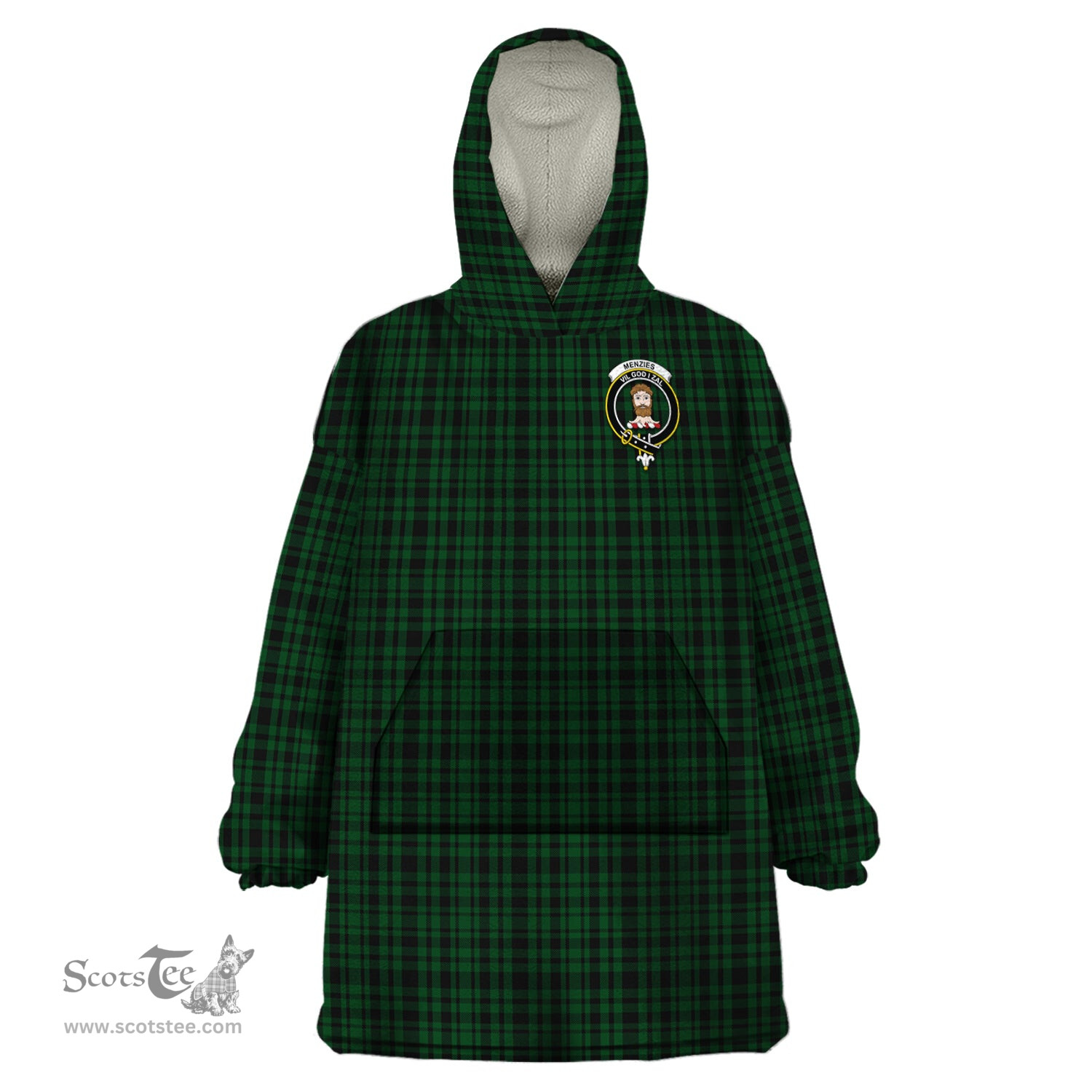 Scottish Menzies Green Clan Family Crest Tartan Snuggie Hoodie Plaid Wearable Blanket Hoodie