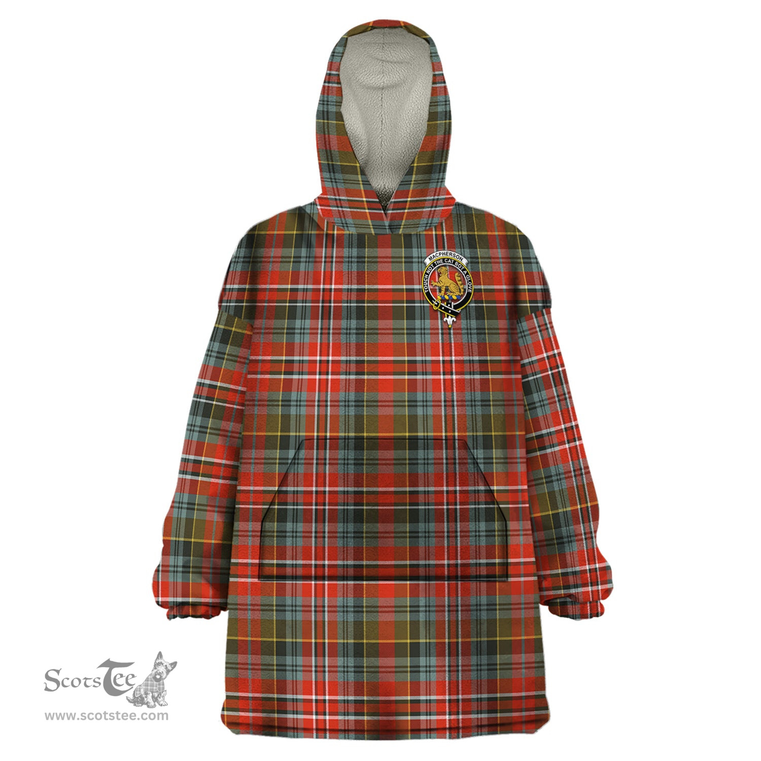 Scottish MacPherson Weathered Clan Family Crest Tartan Snuggie Hoodie Plaid Wearable Blanket Hoodie