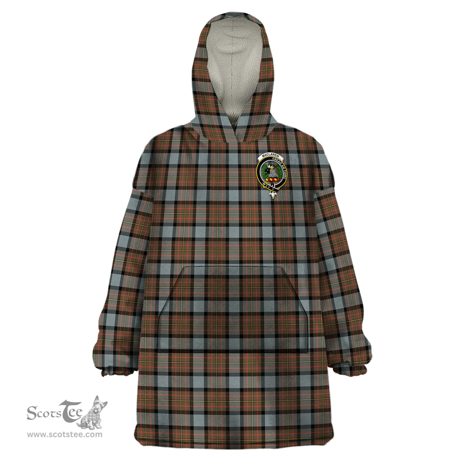 Scottish MacLaren Weathered Clan Family Crest Tartan Snuggie Hoodie Plaid Wearable Blanket Hoodie