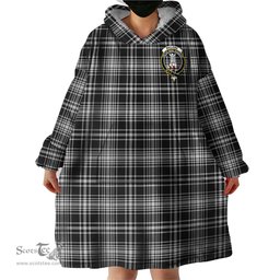 Scottish MacLean Black and White Clan Family Crest Tartan Snuggie Hoodie Plaid Wearable Blanket Hoodie