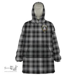 Scottish MacLean Black and White Clan Family Crest Tartan Snuggie Hoodie Plaid Wearable Blanket Hoodie