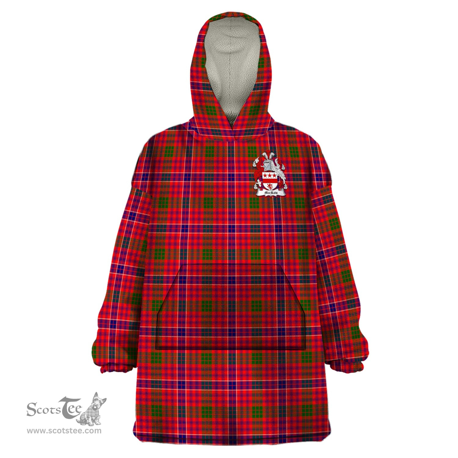 Scottish MacRow Clan Family Crest Tartan Snuggie Hoodie Plaid Wearable Blanket Hoodie