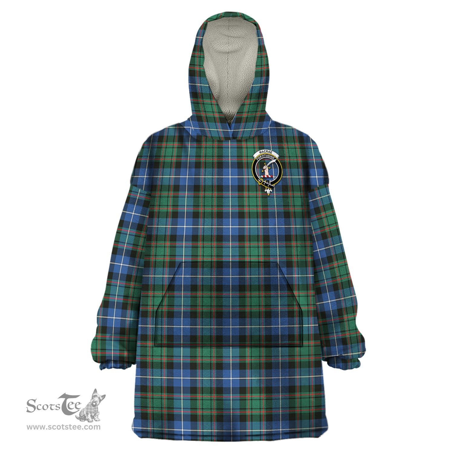 Scottish MacRae Hunting Ancient Clan Family Crest Tartan Snuggie Hoodie Plaid Wearable Blanket Hoodie
