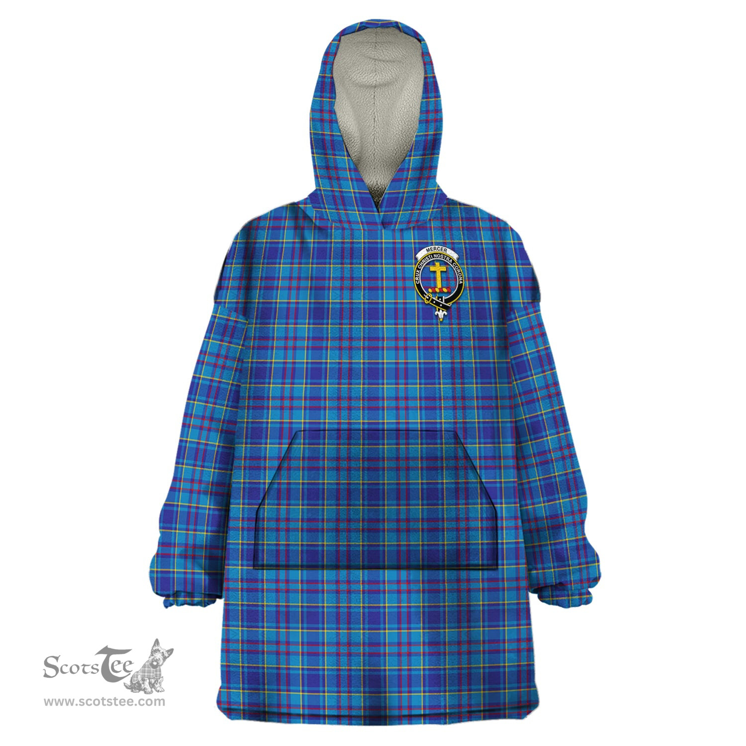 Scottish Mercer Modern Clan Family Crest Tartan Snuggie Hoodie Plaid Wearable Blanket Hoodie