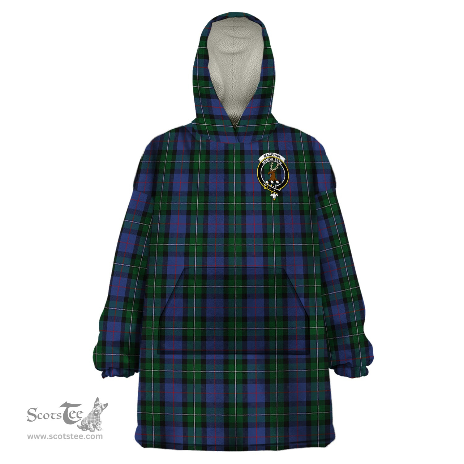 Scottish MacPhail Hunting Clan Family Crest Tartan Snuggie Hoodie Plaid Wearable Blanket Hoodie