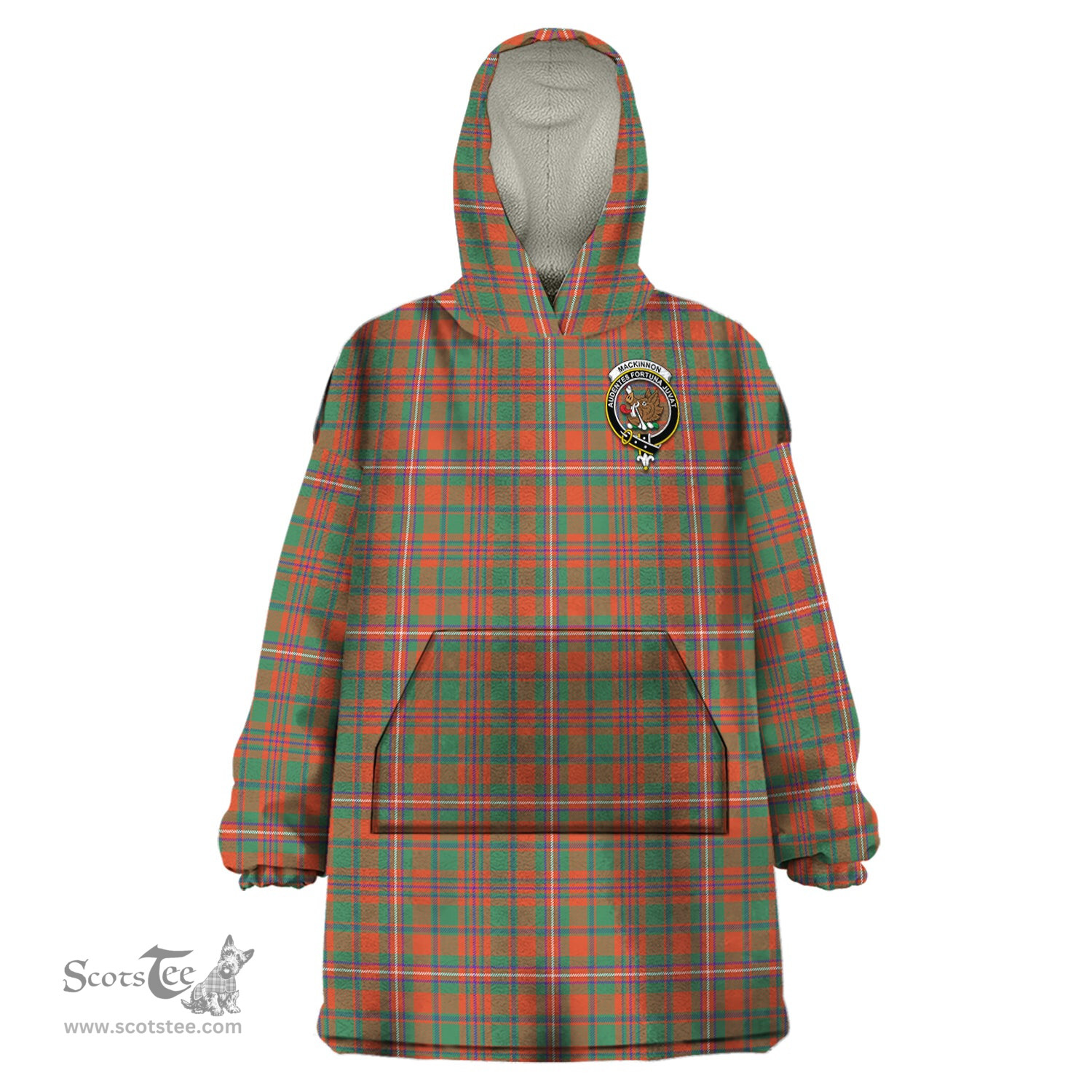 Scottish MacKinnon Ancient Clan Family Crest Tartan Snuggie Hoodie Plaid Wearable Blanket Hoodie