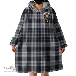 Scottish Menzies Black Dress Clan Family Crest Tartan Snuggie Hoodie Plaid Wearable Blanket Hoodie