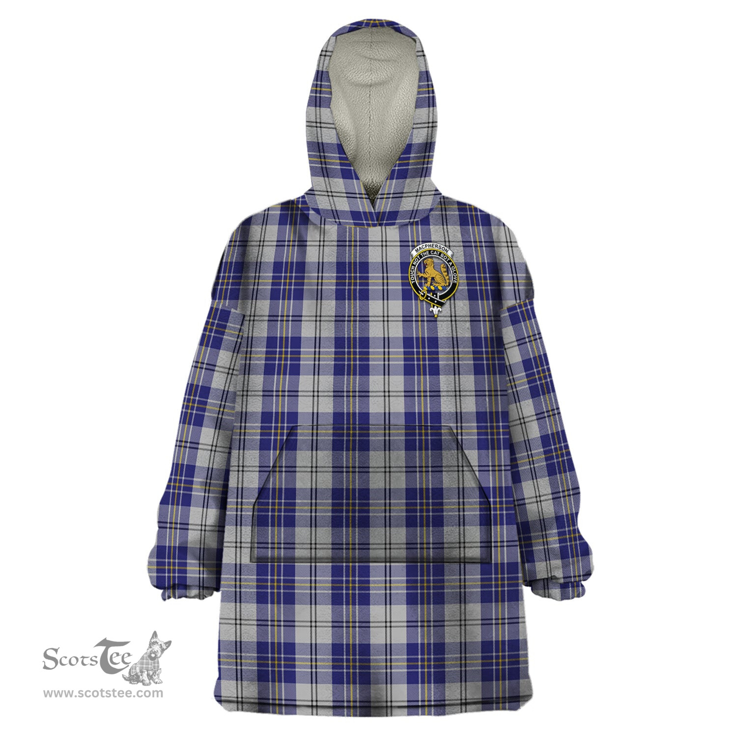 Scottish MacPherson Dress Blue Clan Family Crest Tartan Snuggie Hoodie Plaid Wearable Blanket Hoodie