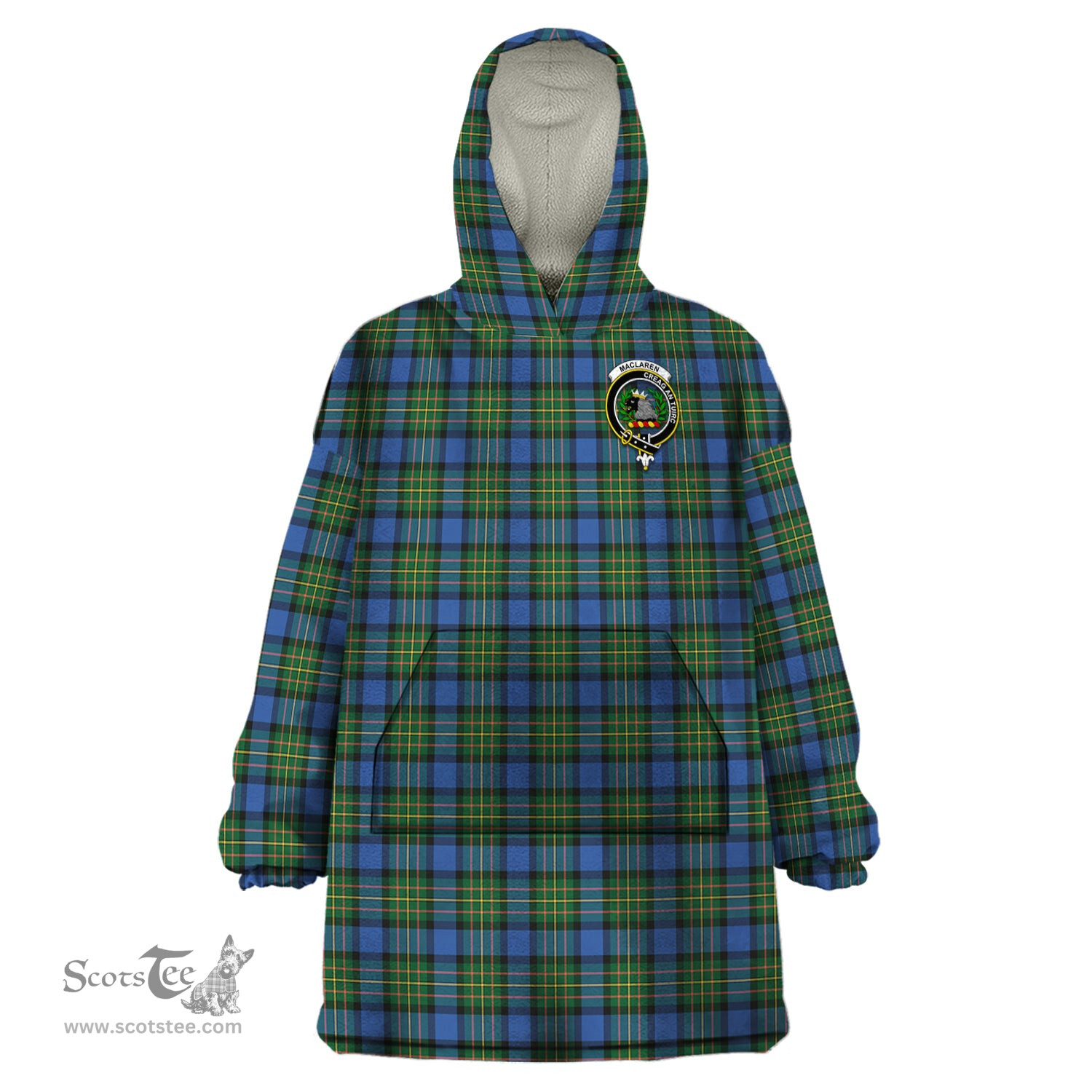 Scottish MacLaren Ancient Clan Family Crest Tartan Snuggie Hoodie Plaid Wearable Blanket Hoodie