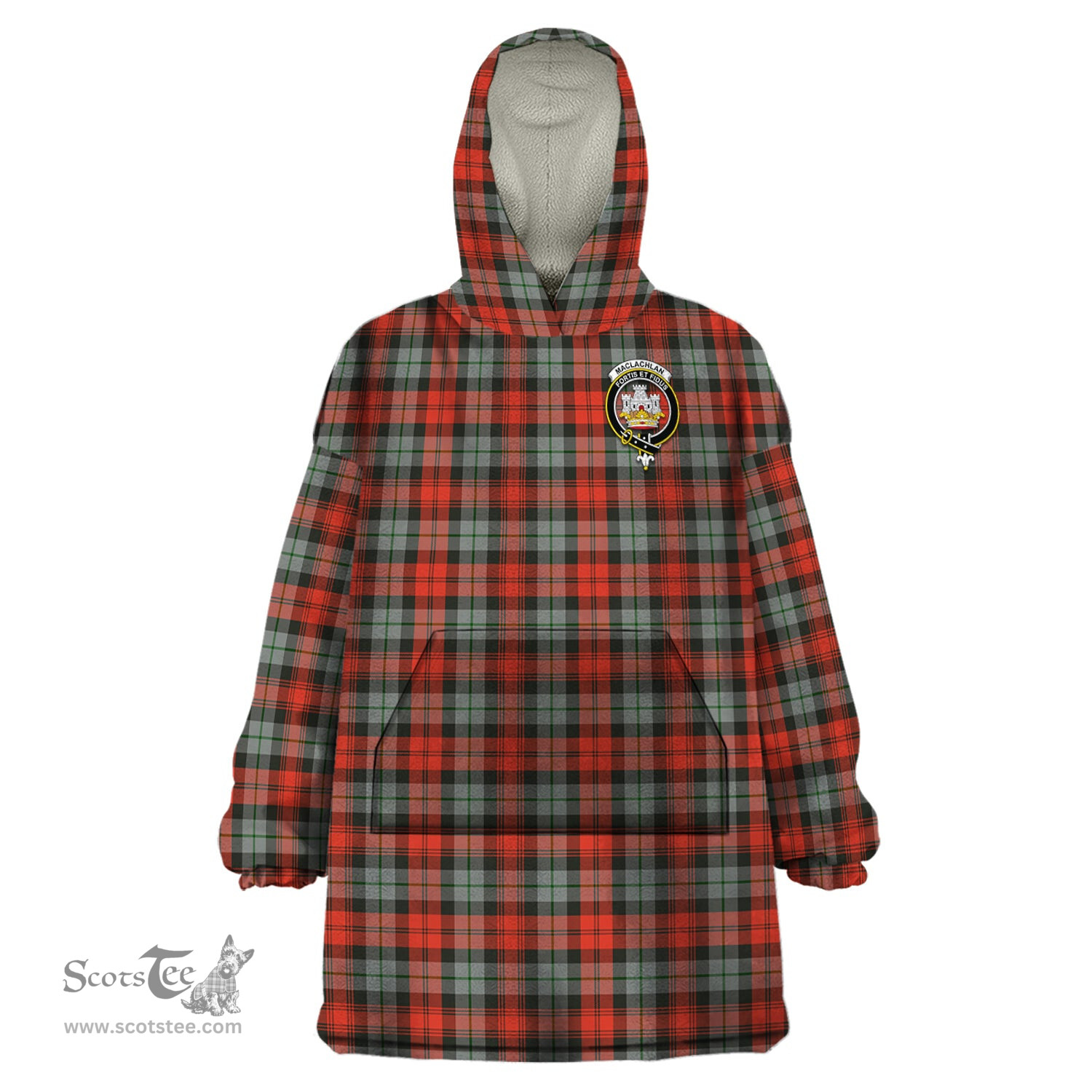 Scottish MacLachlan Weathered Clan Family Crest Tartan Snuggie Hoodie Plaid Wearable Blanket Hoodie