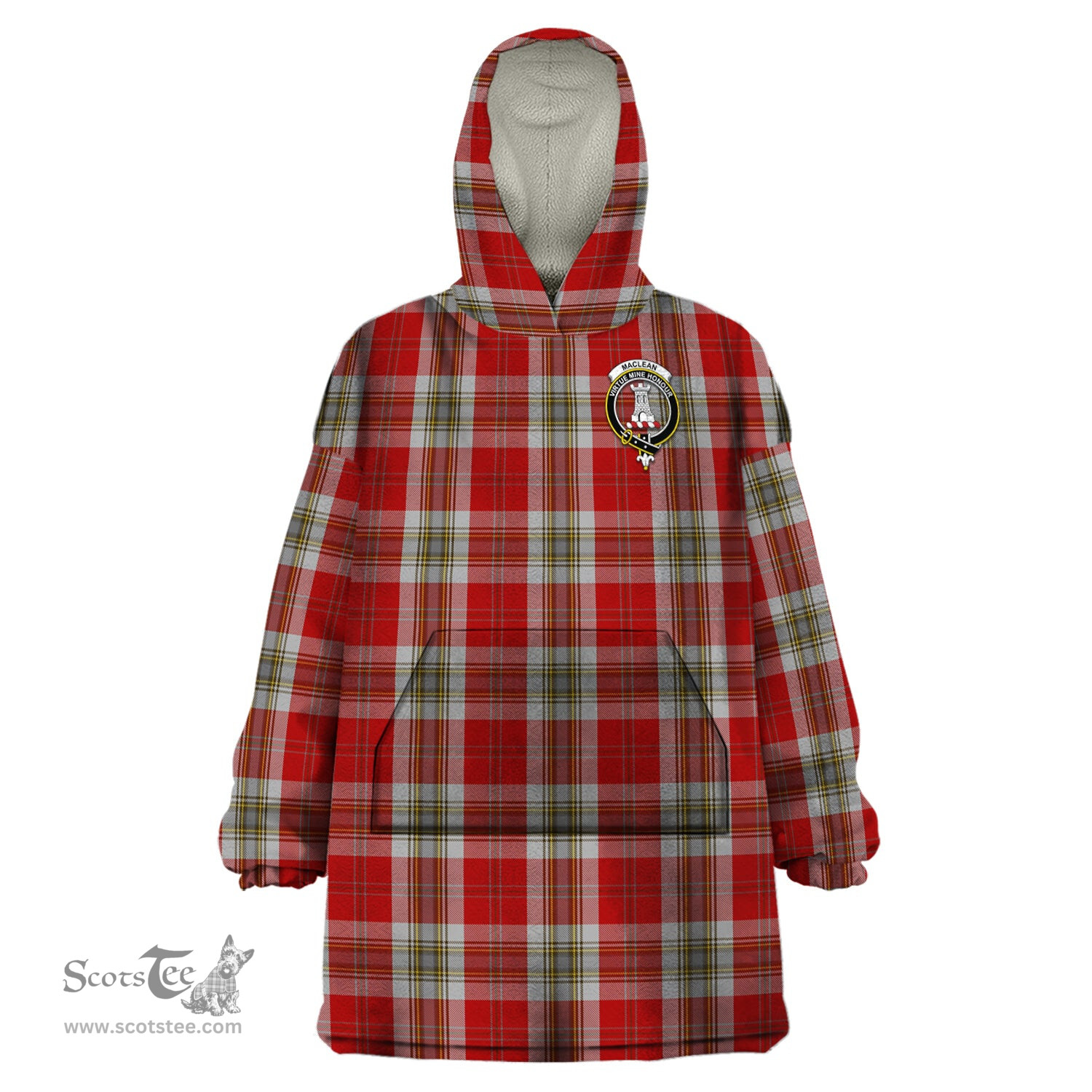 Scottish MacLean of Duart Dress Red Clan Family Crest Tartan Snuggie Hoodie Plaid Wearable Blanket Hoodie