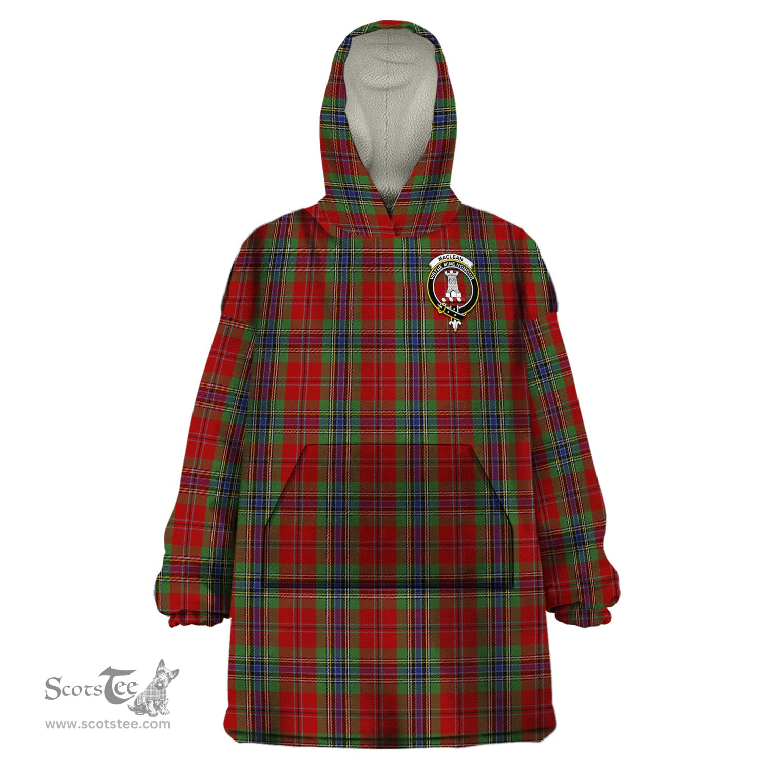 Scottish MacLean of Duart Clan Family Crest Tartan Snuggie Hoodie Plaid Wearable Blanket Hoodie