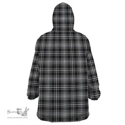 Scottish MacLean Black and White Clan Tartan Snuggie Hoodie Plaid Wearable Blanket Hoodie