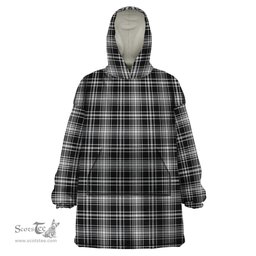 Scottish MacLean Black and White Clan Tartan Snuggie Hoodie Plaid Wearable Blanket Hoodie