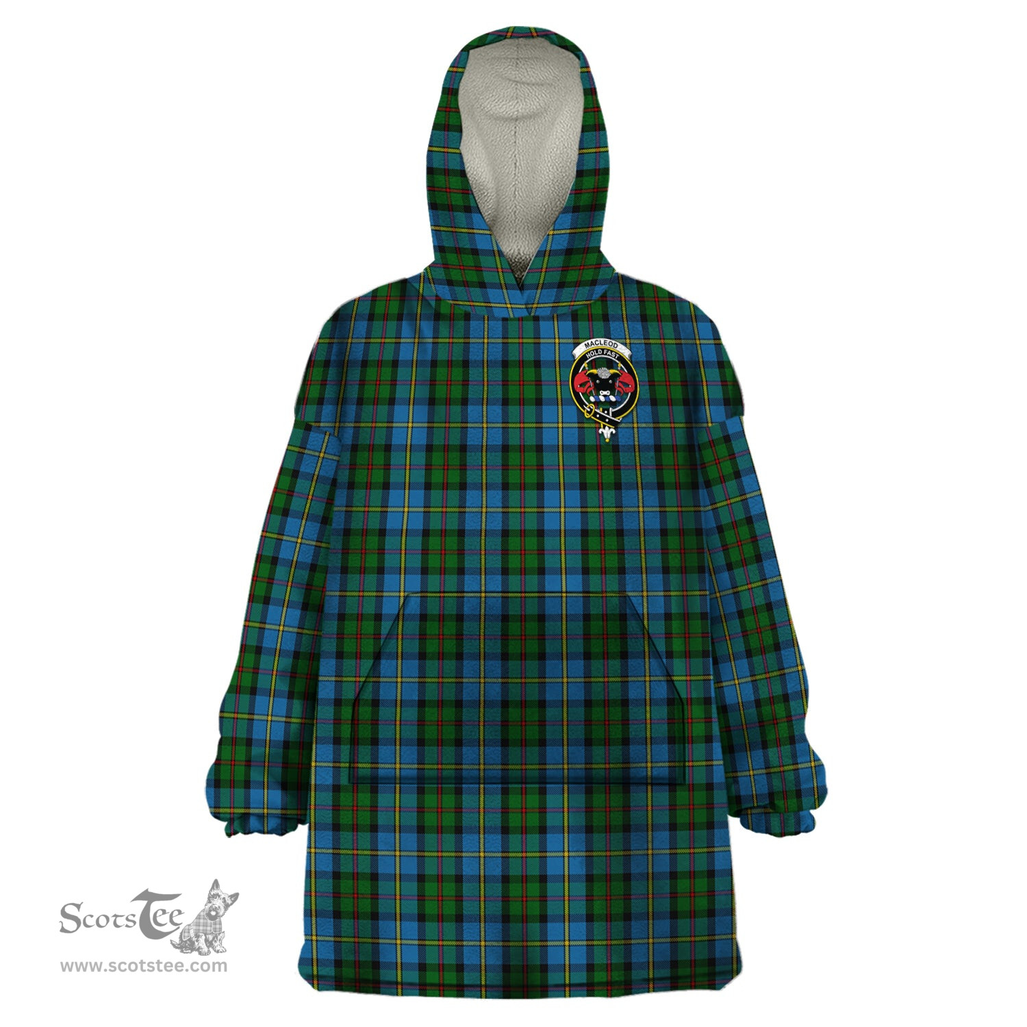 Scottish MacLeod Green Clan Family Crest Tartan Snuggie Hoodie Plaid Wearable Blanket Hoodie