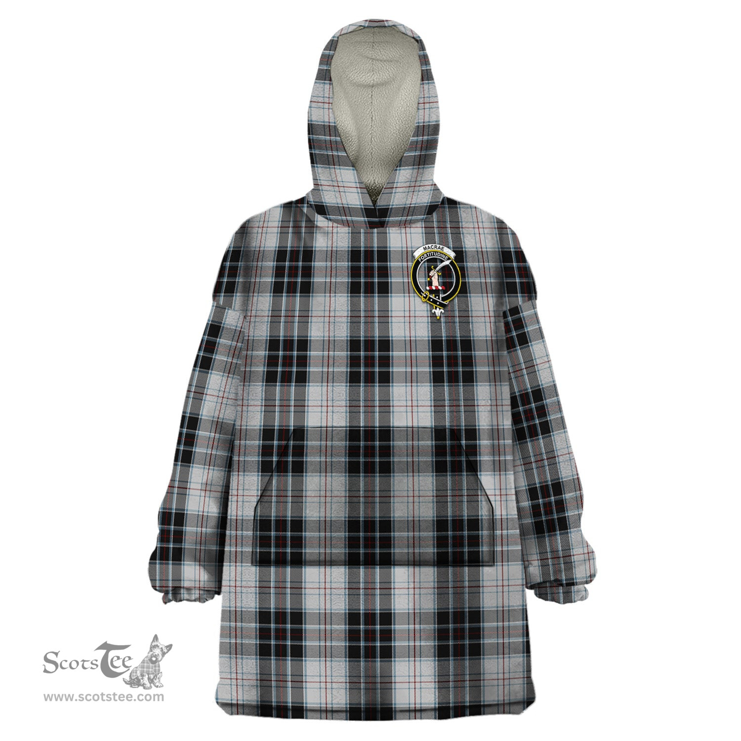 Scottish MacRae Dress Clan Family Crest Tartan Snuggie Hoodie Plaid Wearable Blanket Hoodie