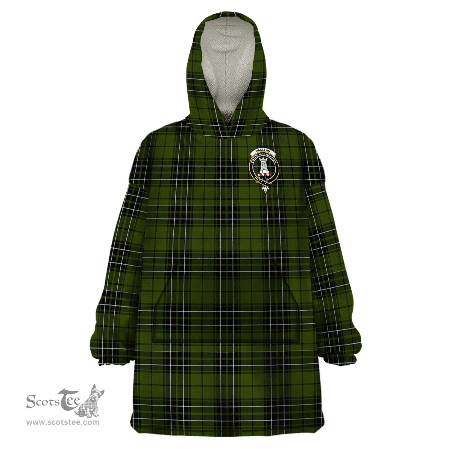 Scottish MacLean Hunting Clan Family Crest Tartan Snuggie Hoodie Plaid Wearable Blanket Hoodie
