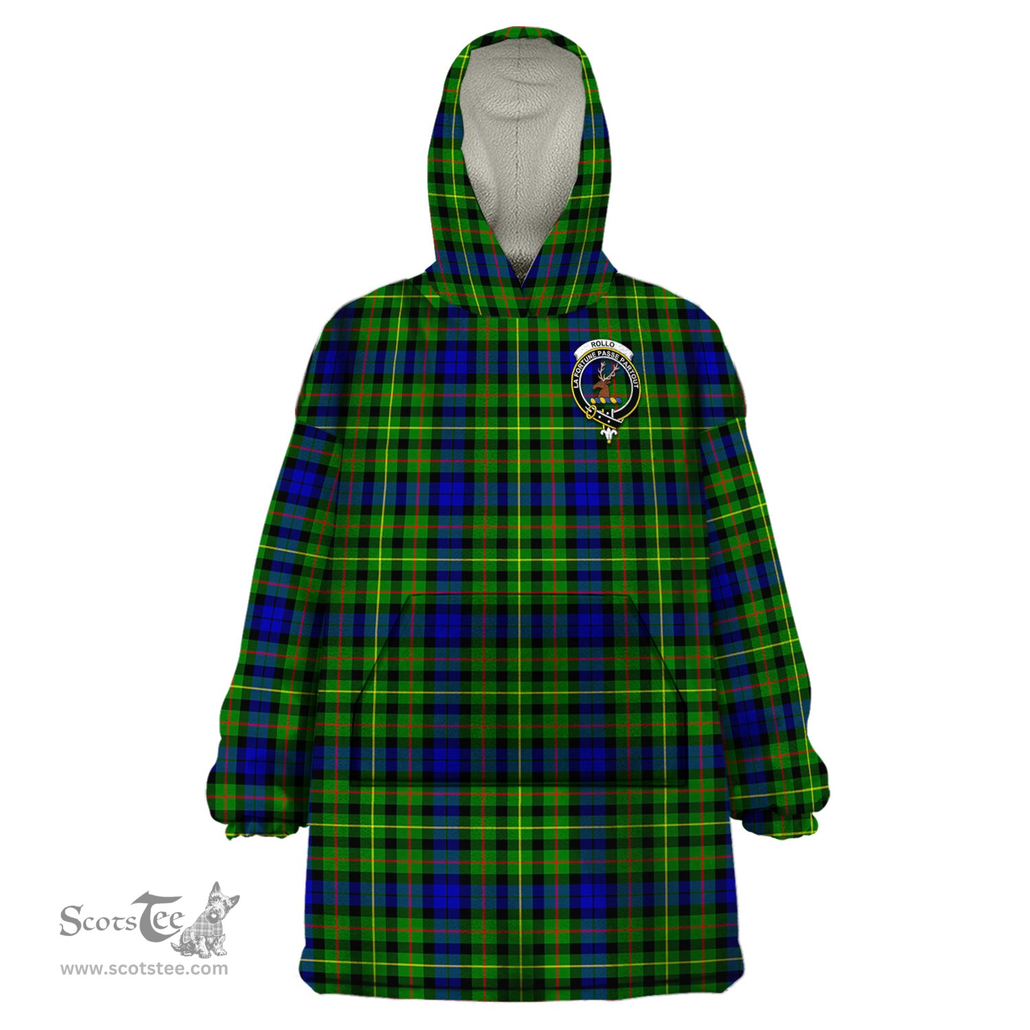 Scottish Rollo Modern Clan Family Crest Tartan Snuggie Hoodie Plaid Wearable Blanket Hoodie