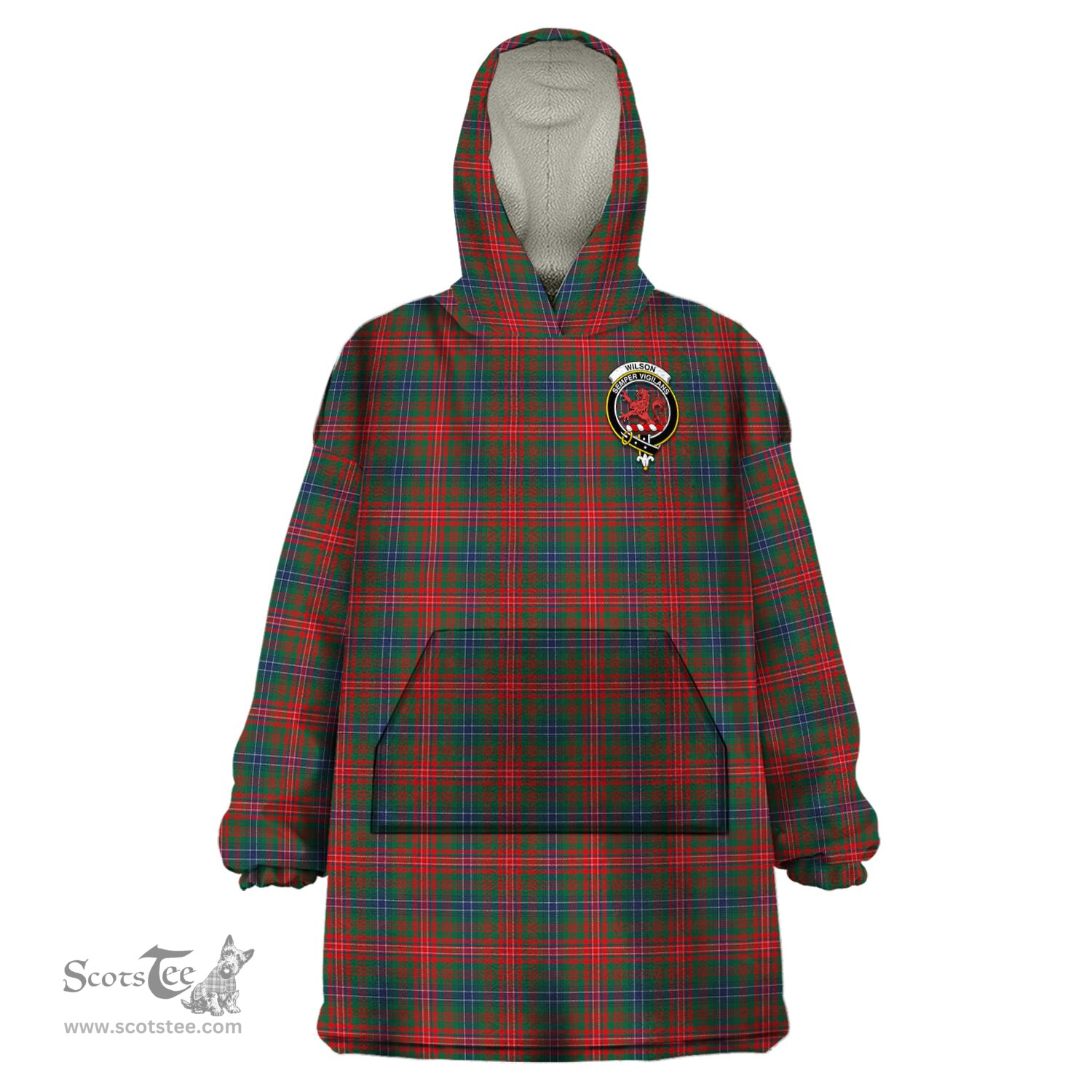 Scottish Wilson Modern Clan Family Crest Tartan Snuggie Hoodie Plaid Wearable Blanket Hoodie