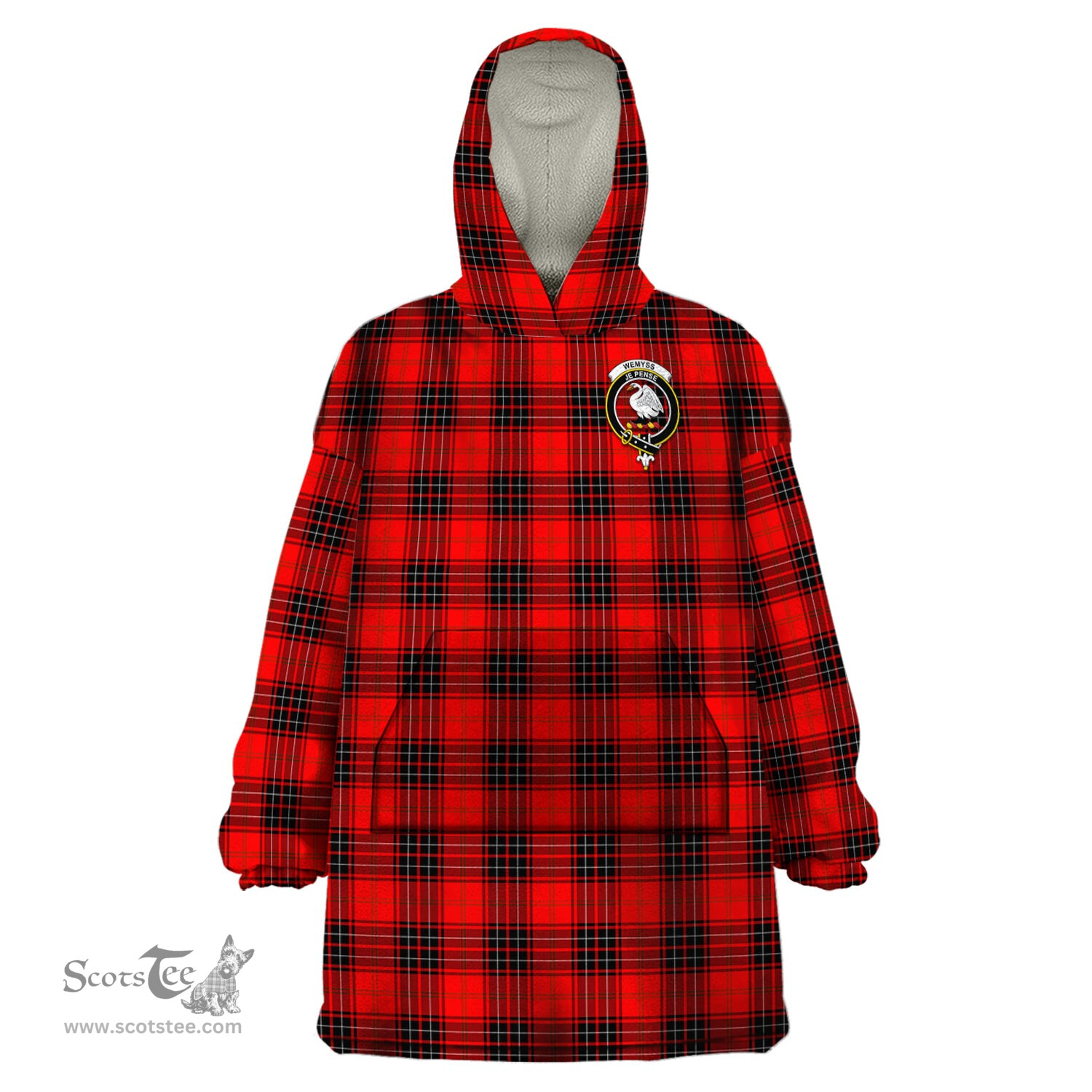 Scottish Wemyss Modern Clan Family Crest Tartan Snuggie Hoodie Plaid Wearable Blanket Hoodie