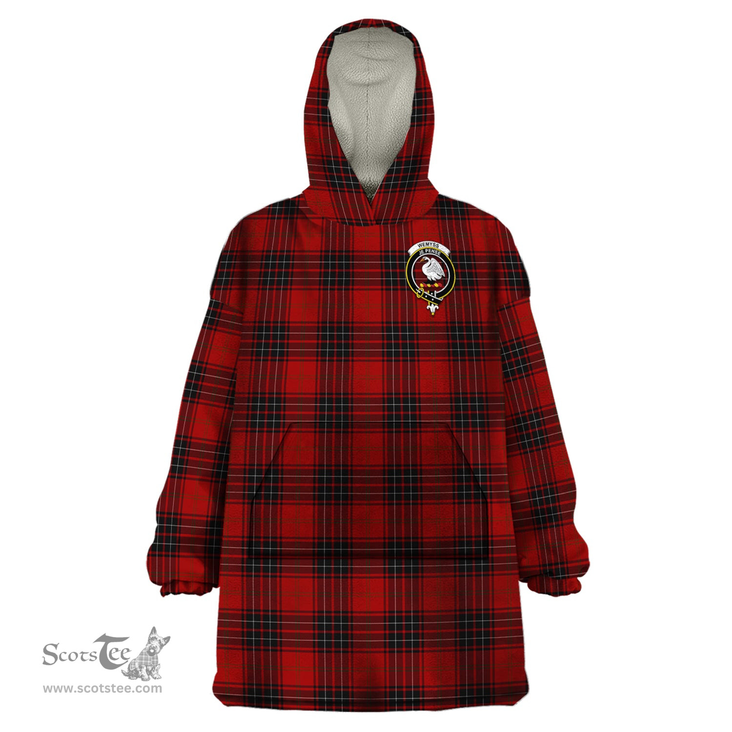 Scottish Wemyss Clan Family Crest Tartan Snuggie Hoodie Plaid Wearable Blanket Hoodie