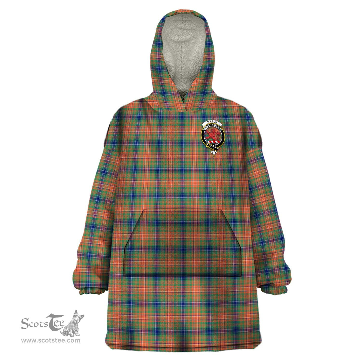 Scottish Wilson Ancient Clan Family Crest Tartan Snuggie Hoodie Plaid Wearable Blanket Hoodie