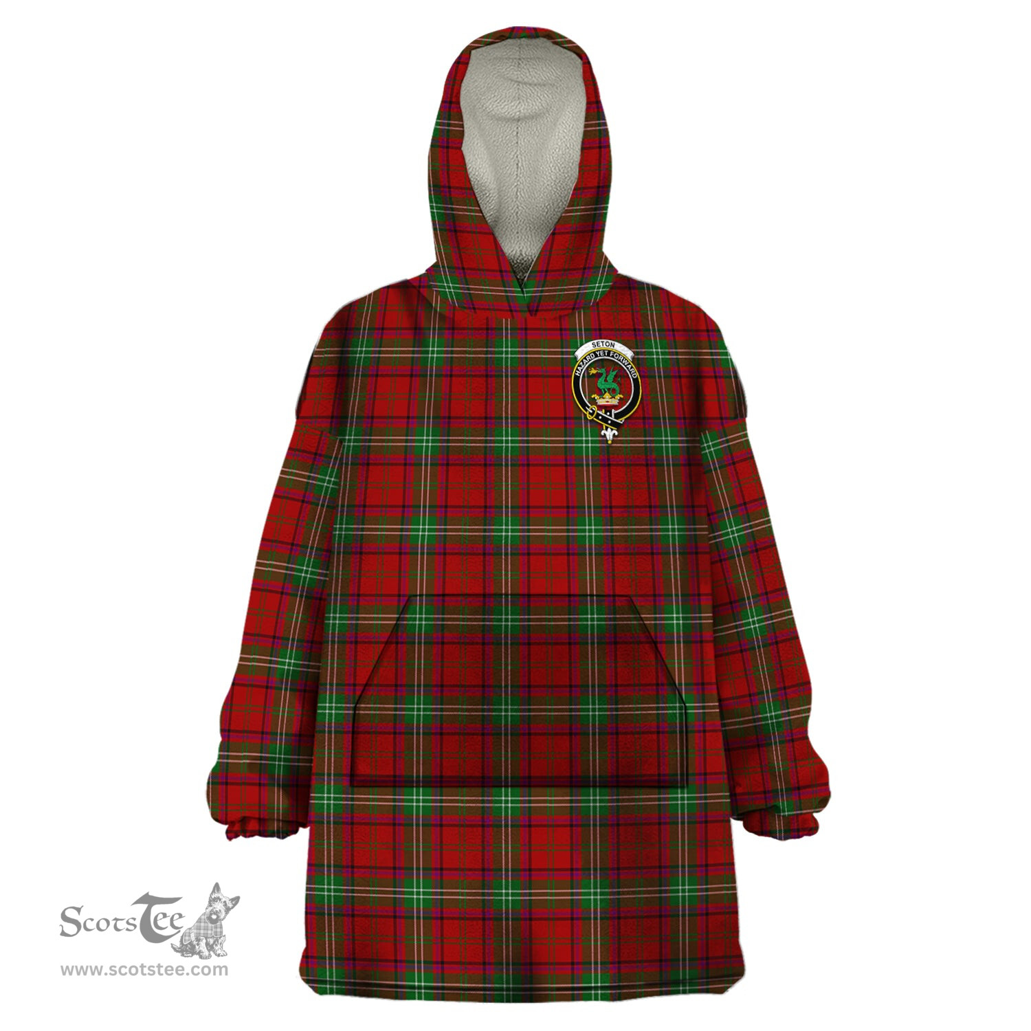 Scottish Seton Clan Family Crest Tartan Snuggie Hoodie Plaid Wearable Blanket Hoodie