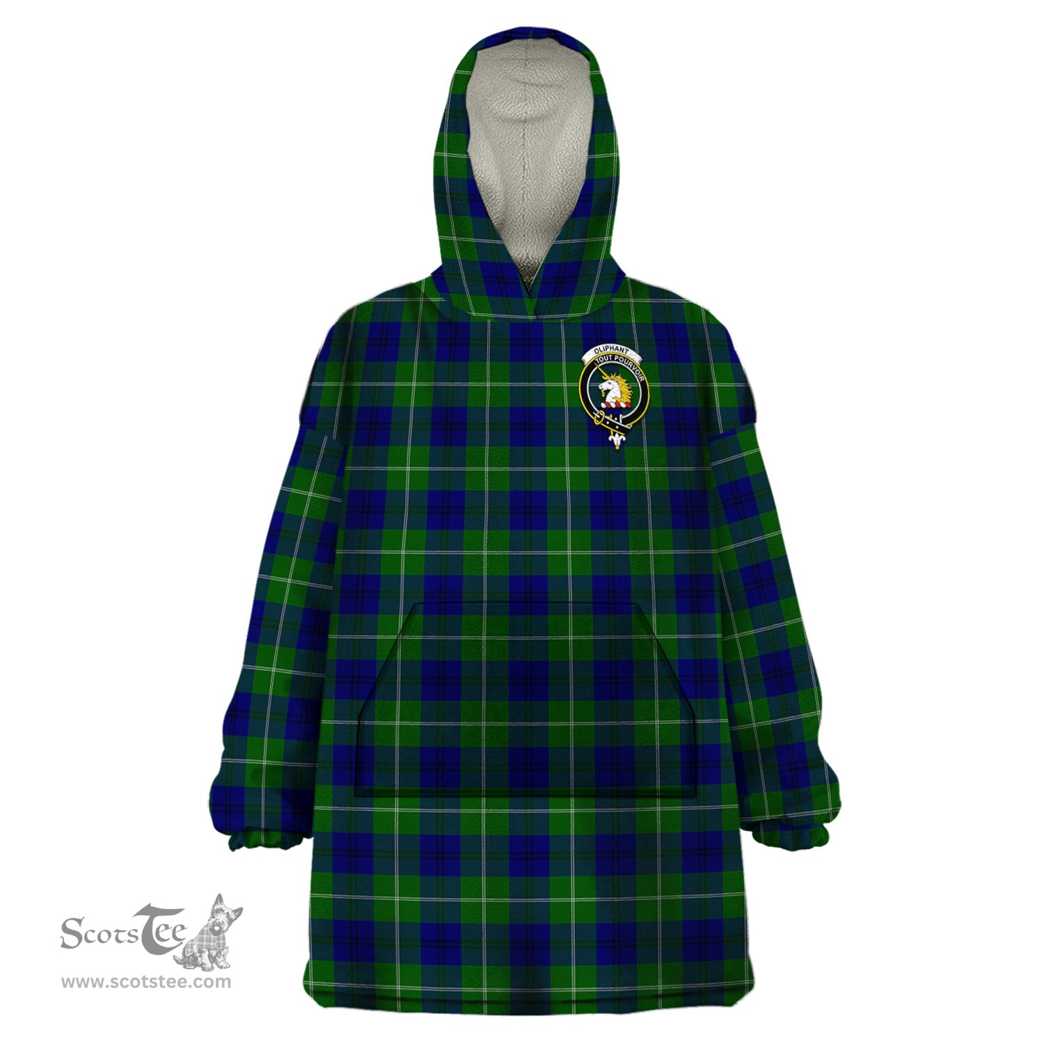 Scottish Oliphant Modern Clan Family Crest Tartan Snuggie Hoodie Plaid Wearable Blanket Hoodie