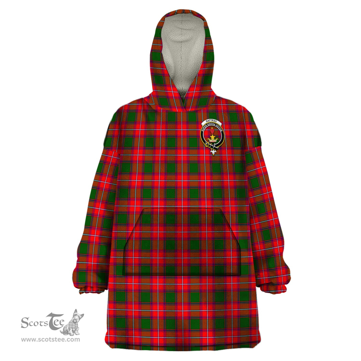 Scottish Rattray Modern Clan Family Crest Tartan Snuggie Hoodie Plaid Wearable Blanket Hoodie