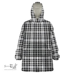 Scottish Scott Black White Clan Tartan Snuggie Hoodie Plaid Wearable Blanket Hoodie