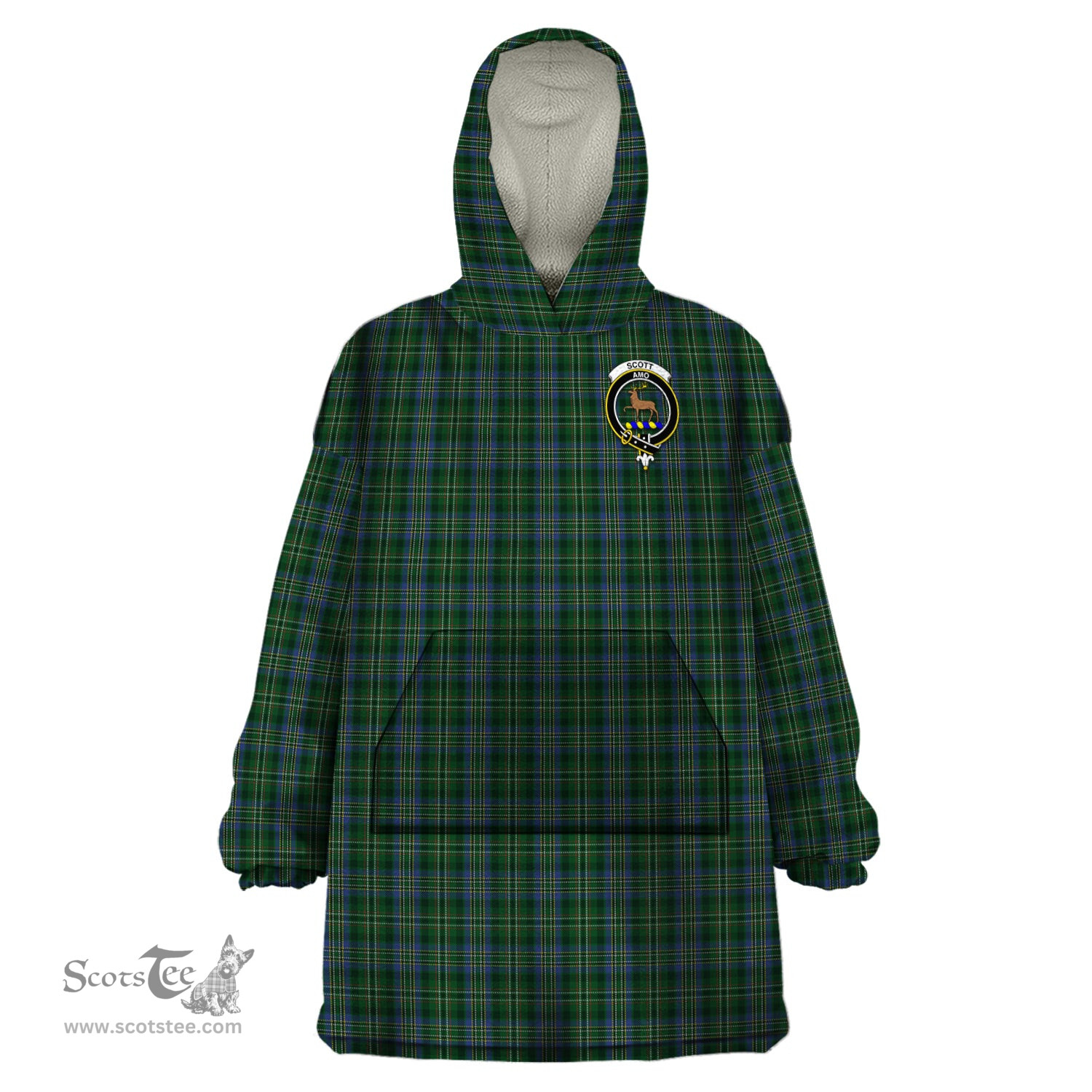 Scottish Scott Hunting Clan Family Crest Tartan Snuggie Hoodie Plaid Wearable Blanket Hoodie