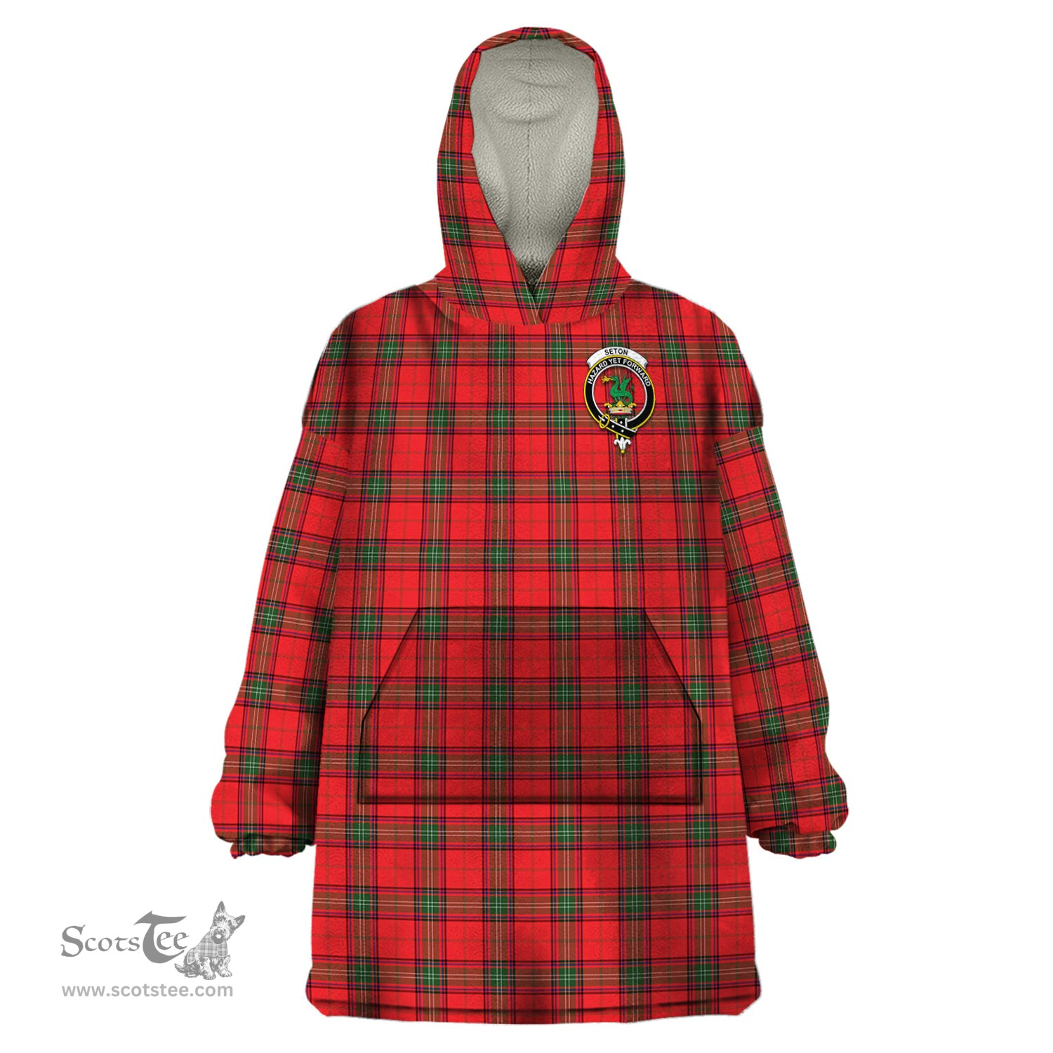 Scottish Seton Modern Clan Family Crest Tartan Snuggie Hoodie Plaid Wearable Blanket Hoodie