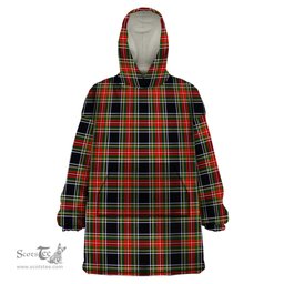 Scottish Stewart Black Clan Tartan Snuggie Hoodie Plaid Wearable Blanket Hoodie