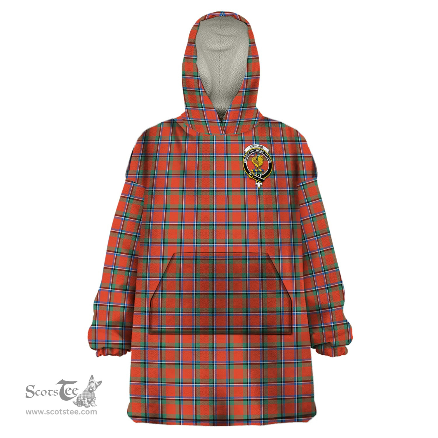 Scottish Sinclair Ancient Clan Family Crest Tartan Snuggie Hoodie Plaid Wearable Blanket Hoodie