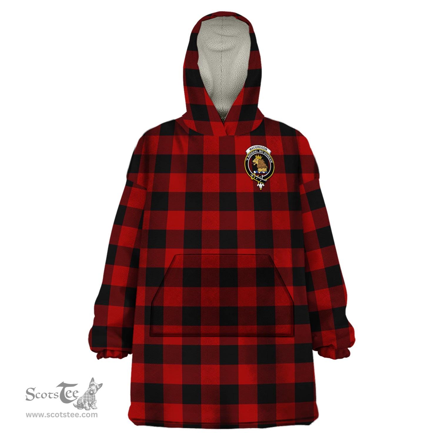 Scottish Rob Roy Macgregor Clan Family Crest Tartan Snuggie Hoodie Plaid Wearable Blanket Hoodie