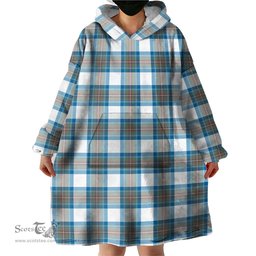 Scottish Stewart Muted Blue Clan Tartan Snuggie Hoodie Plaid Wearable Blanket Hoodie