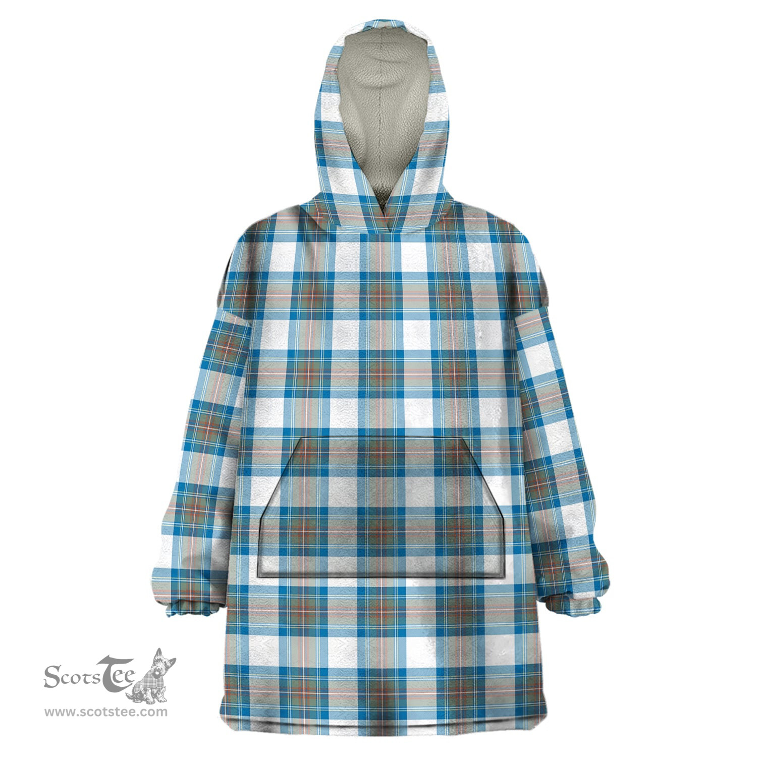 Scottish Stewart Muted Blue Clan Tartan Snuggie Hoodie Plaid Wearable Blanket Hoodie