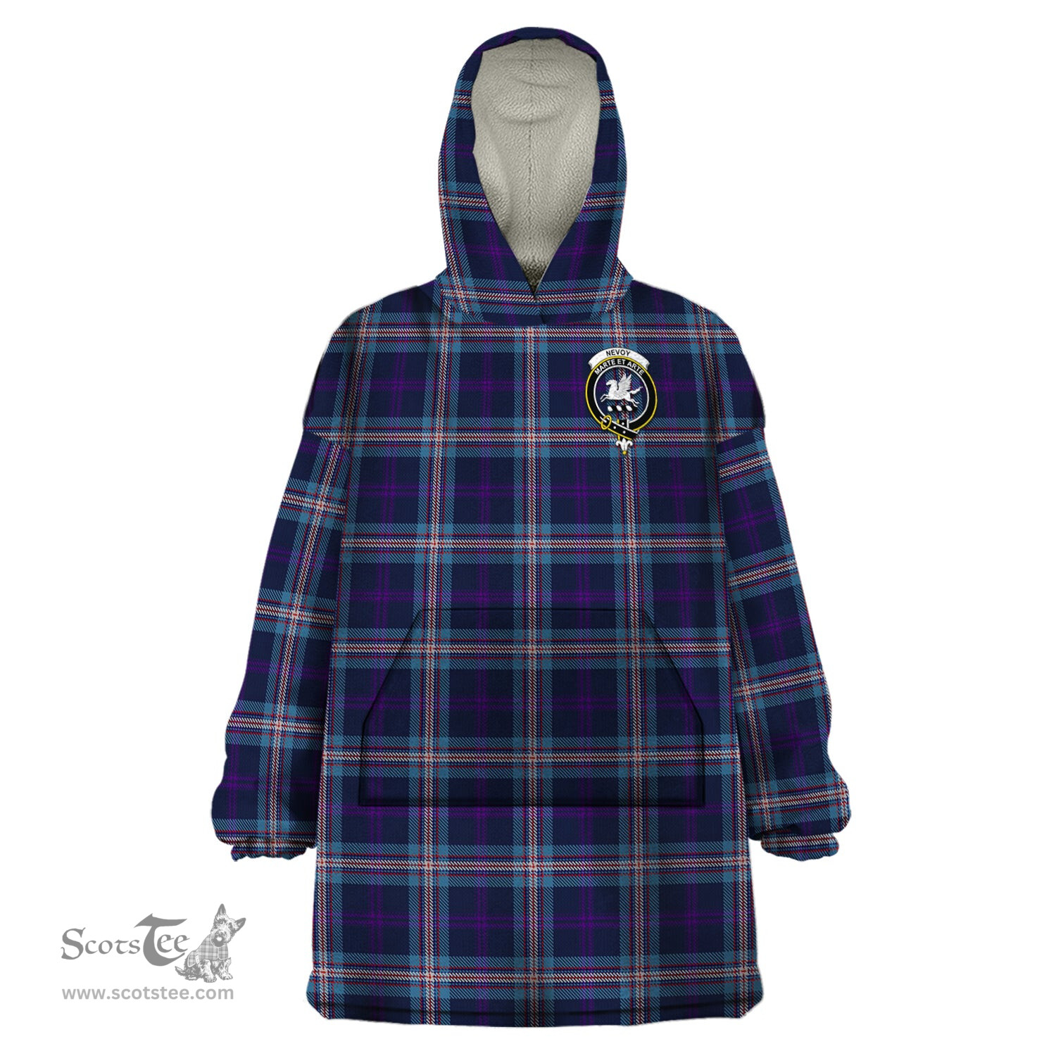 Scottish Nevoy Clan Family Crest Tartan Snuggie Hoodie Plaid Wearable Blanket Hoodie