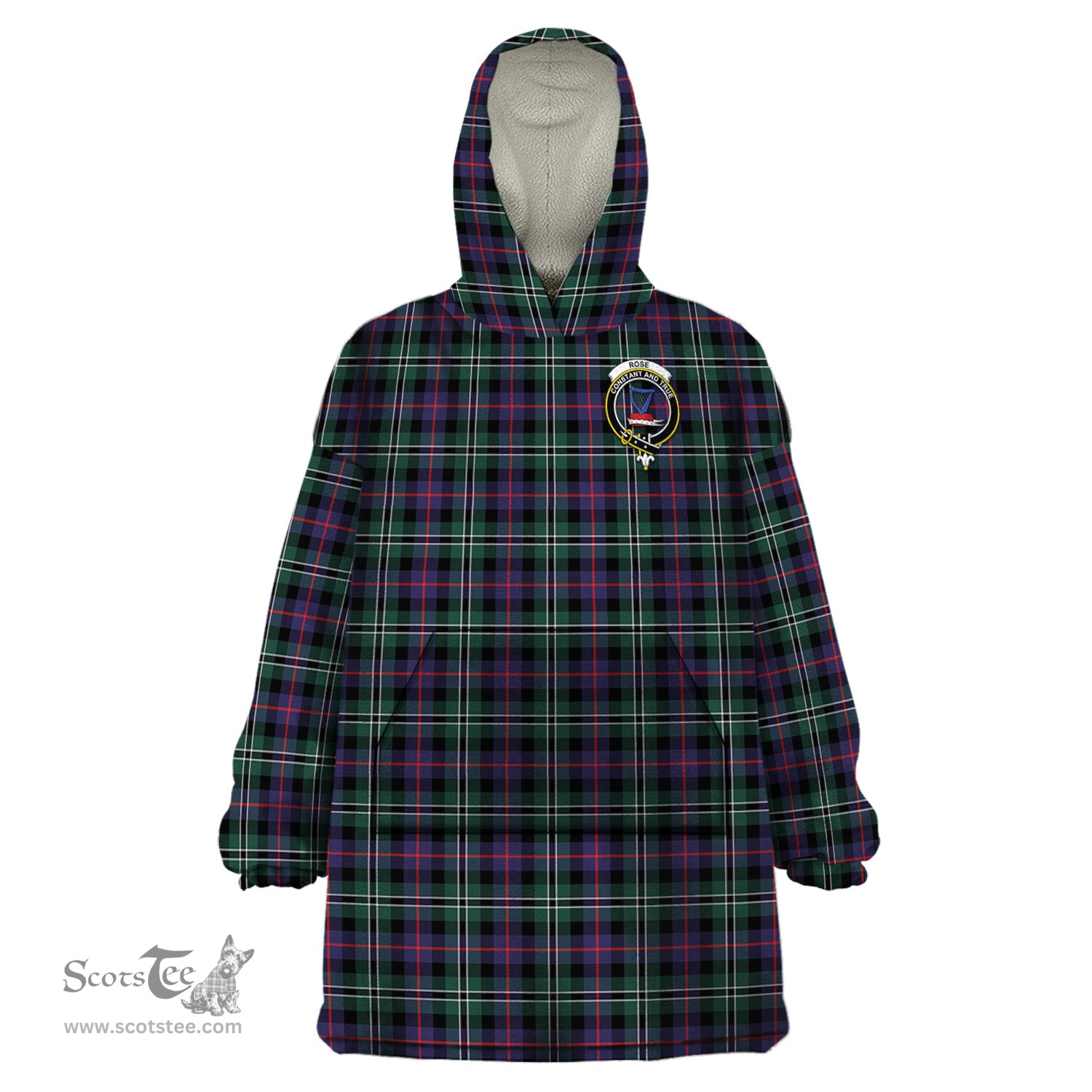 Scottish Rose Hunting Modern Clan Family Crest Tartan Snuggie Hoodie Plaid Wearable Blanket Hoodie