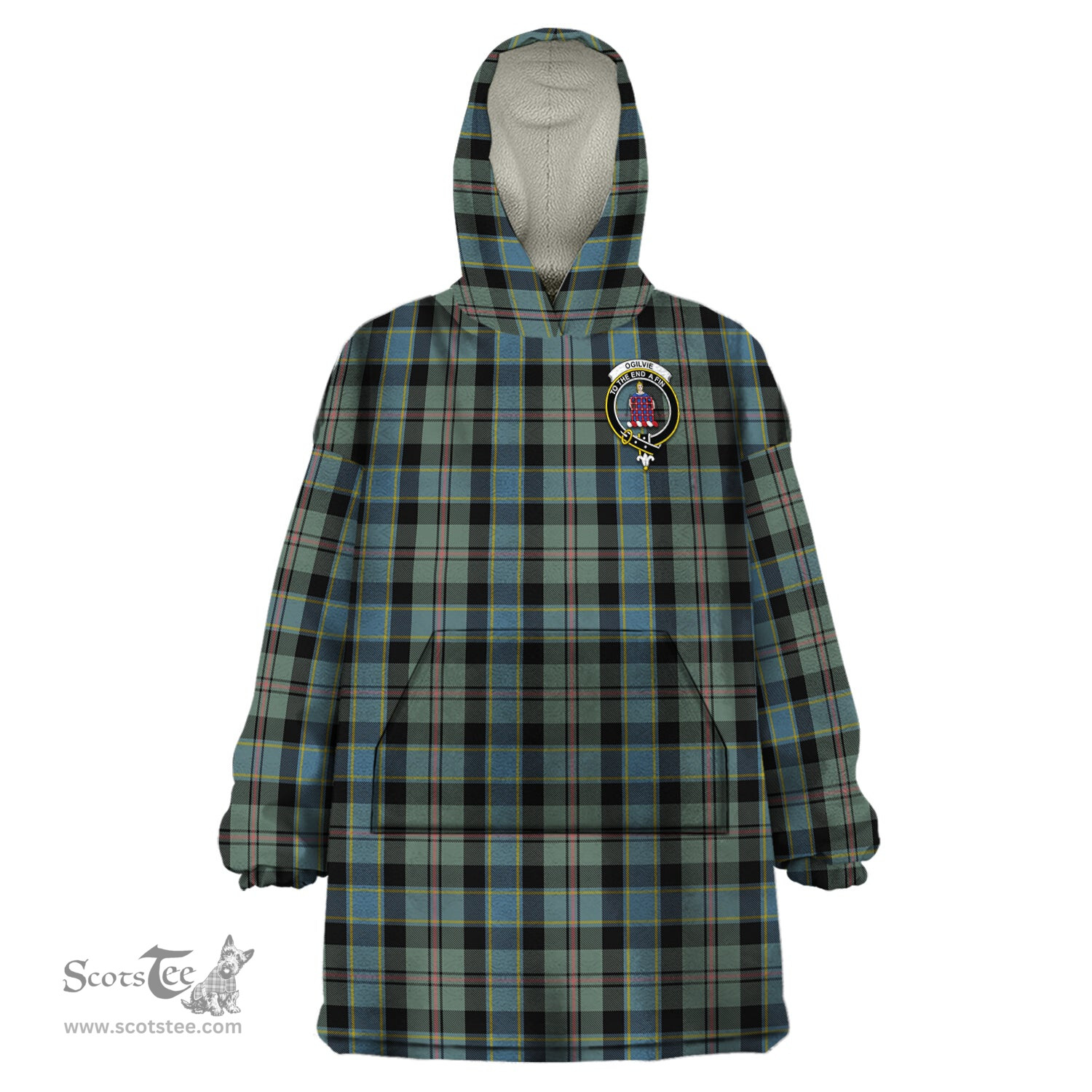 Scottish Ogilvie (Ogilvy) Hunting Clan Family Crest Tartan Snuggie Hoodie Plaid Wearable Blanket Hoodie
