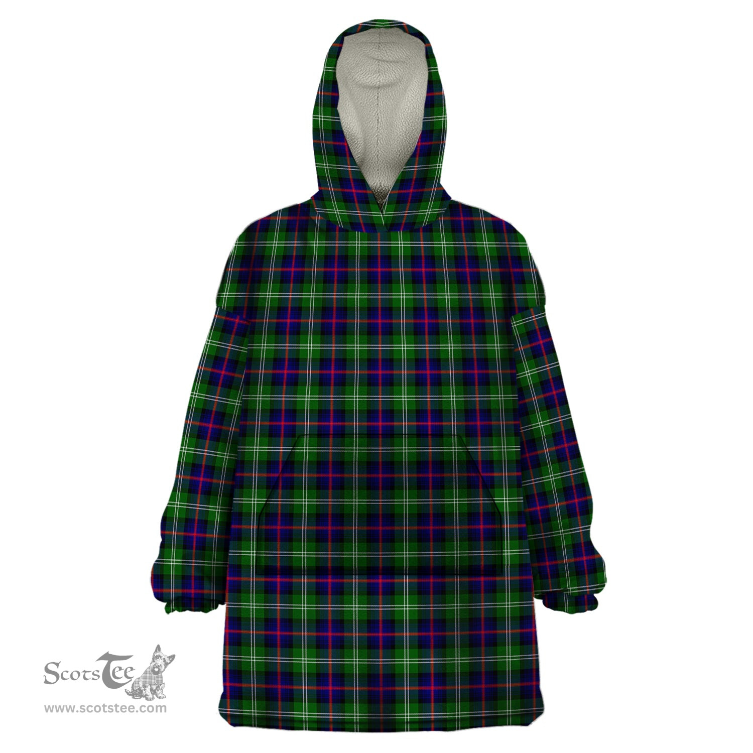 Scottish Sutherland Modern Clan Tartan Snuggie Hoodie Plaid Wearable Blanket Hoodie