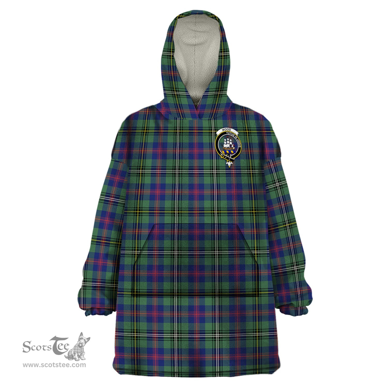 Scottish Wood Modern Clan Family Crest Tartan Snuggie Hoodie Plaid Wearable Blanket Hoodie